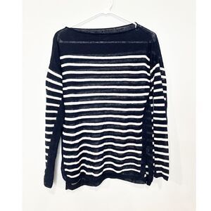 Vince linen boatneck sweater striped navy blue white